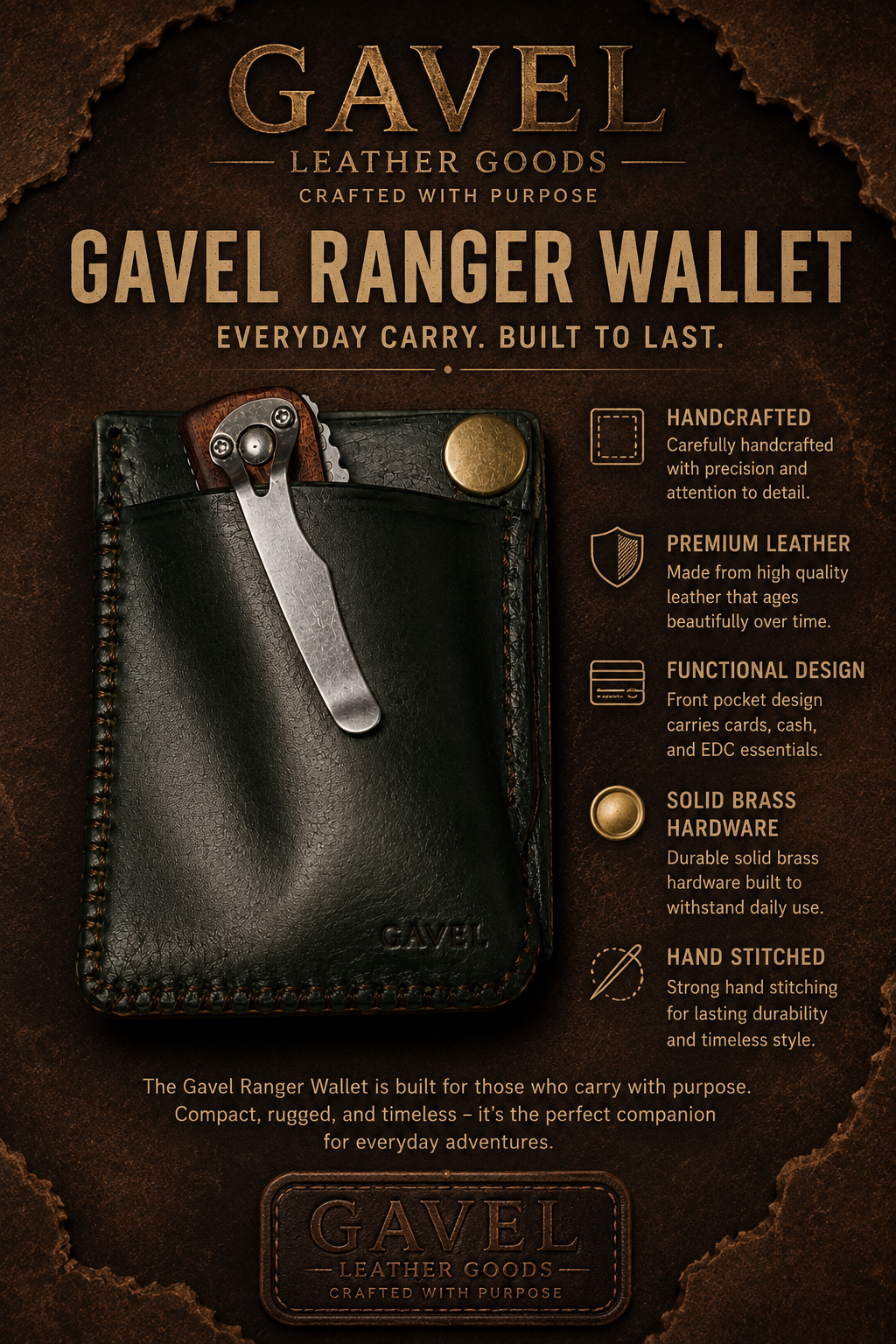 Gavel Ranger Wallet -Knife Pocket